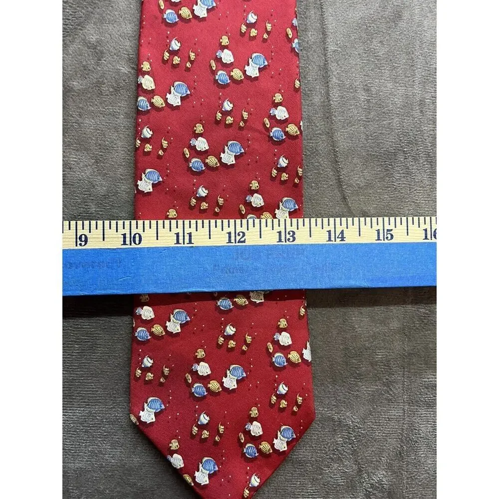 GORGEOUS Brooks Brothers Red with Blue‎ Tropical Fish Silk Tie